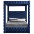 Bowery Hill Contemporary Deep Button Tufted Soft Navy Velvet Queen Bed