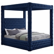 Bowery Hill Contemporary Deep Button Tufted Soft Navy Velvet Queen Bed