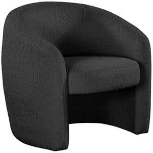 Bowery Hill Contemporary Rich Black Boucle Fabric Accent Chair