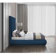 Bowery Hill Contemporary Navy Linen Textured Fabric Queen Bed