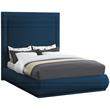 Bowery Hill Contemporary Navy Linen Textured Fabric Queen Bed