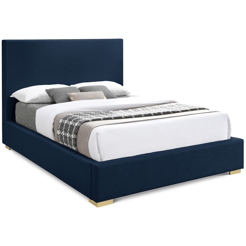 Bowery Hill Contemporary Navy Linen Textured Fabric Full Bed
