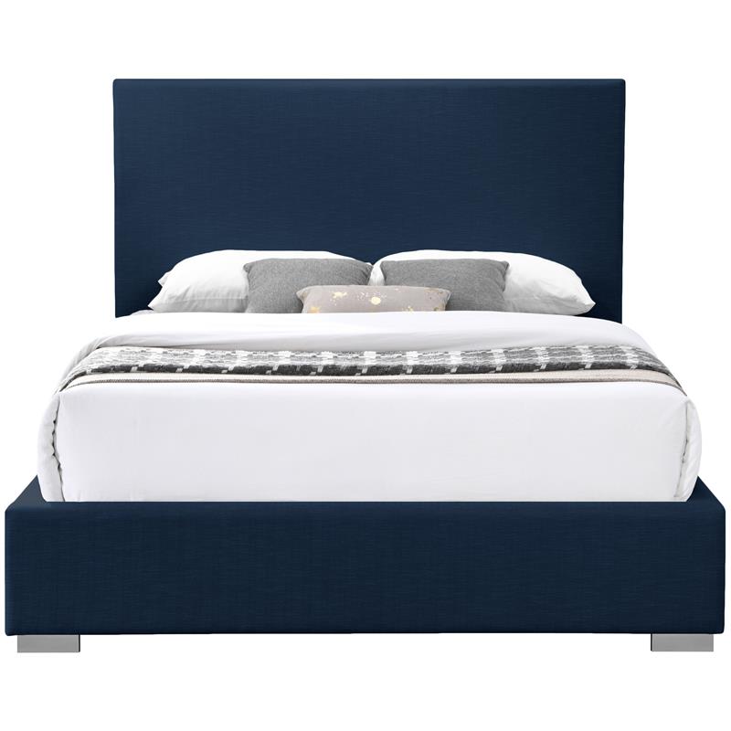 Bowery Hill Contemporary Navy Linen Textured Fabric Full Bed