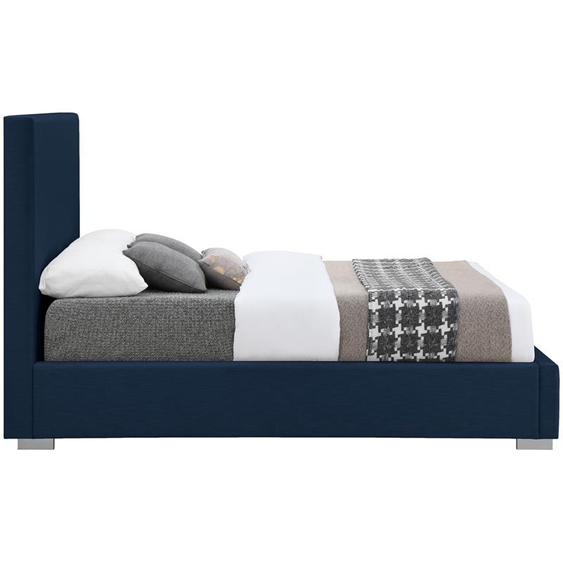 Bowery Hill Contemporary Navy Linen Textured Fabric Full Bed