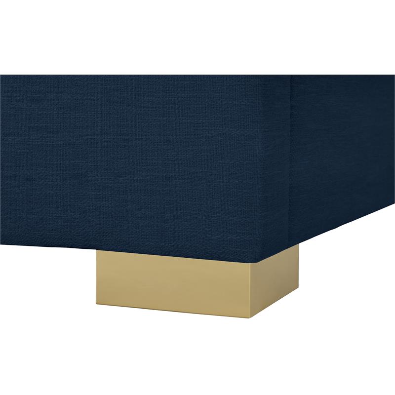 Bowery Hill Contemporary Navy Linen Textured Fabric Twin Bed
