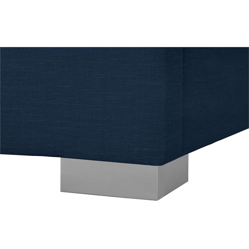 Bowery Hill Contemporary Navy Linen Textured Fabric Twin Bed