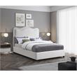 Bowery Hill Contemporary Cream Linen Textured Fabric King Bed