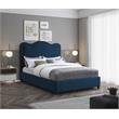 Bowery Hill Contemporary Navy Linen Textured Fabric Queen Bed