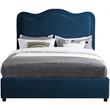 Bowery Hill Contemporary Navy Linen Textured Fabric Queen Bed