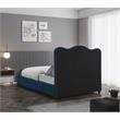 Bowery Hill Contemporary Navy Linen Textured Fabric Queen Bed