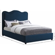 Bowery Hill Contemporary Navy Linen Textured Fabric Queen Bed