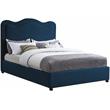 Bowery Hill Contemporary Navy Linen Textured Fabric Queen Bed