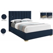 Bowery Hill Contemporary Navy Linen Textured Fabric Full Bed