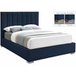 Bowery Hill Contemporary Navy Linen Textured Fabric Queen Bed