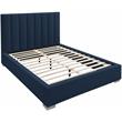 Bowery Hill Contemporary Navy Linen Textured Fabric Queen Bed
