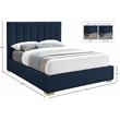 Bowery Hill Contemporary Navy Linen Textured Fabric Queen Bed