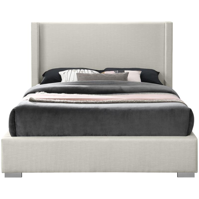 Bowery Hill Contemporary Beige Linen Textured Fabric Full Bed