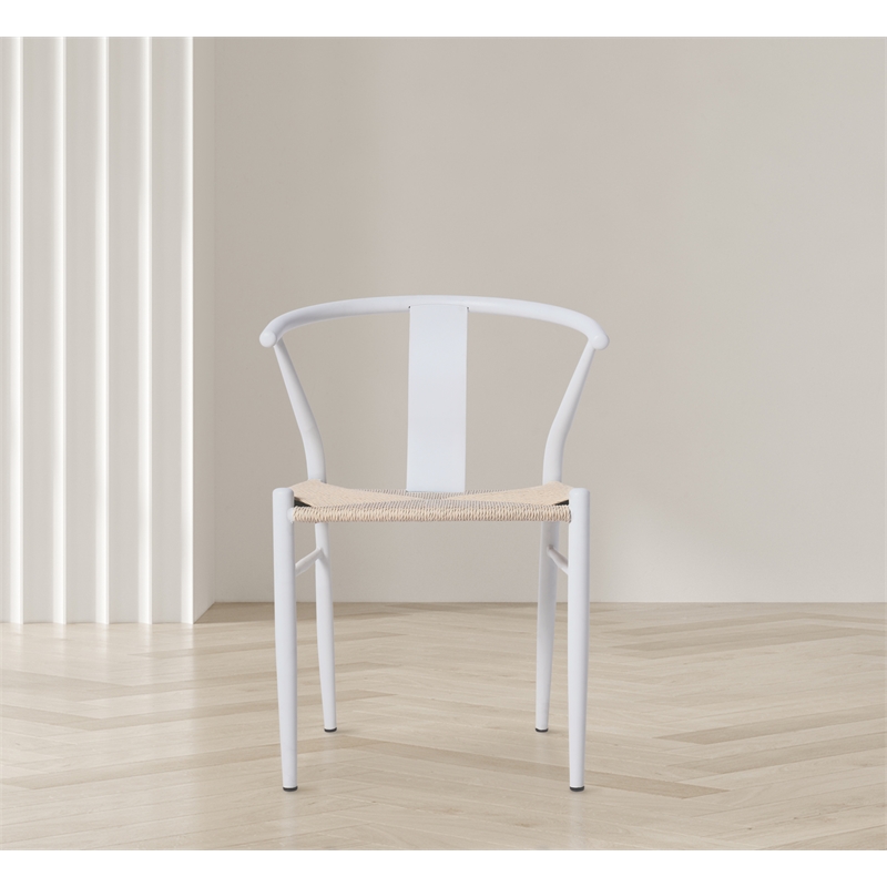 Bowery Hill Contemporary Textured Beige Hand Woven Rope Dining Chair