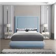 Bowery Hill Contemporary Light Blue Linen Textured Fabric Queen Bed