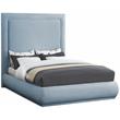 Bowery Hill Contemporary Light Blue Linen Textured Fabric Queen Bed