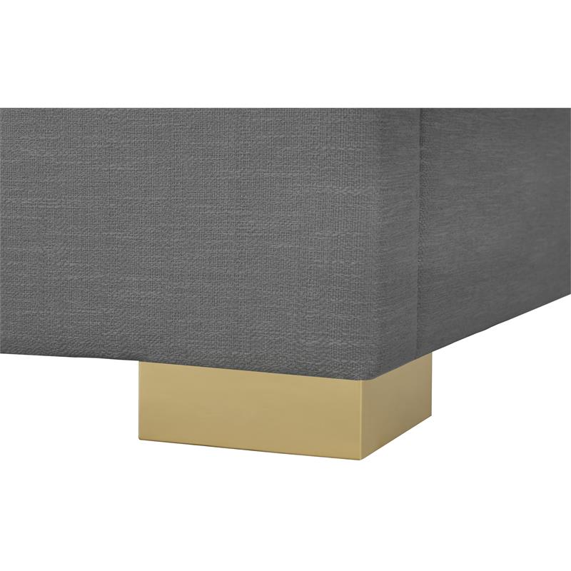 Bowery Hill Contemporary Grey Linen Textured Fabric Full Bed