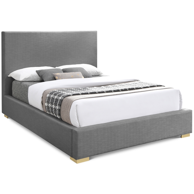 Bowery Hill Contemporary Grey Linen Textured Fabric Full Bed