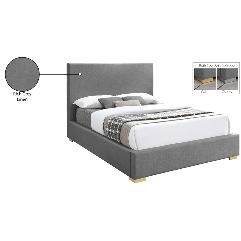 Bowery Hill Contemporary Grey Linen Textured Fabric Full Bed