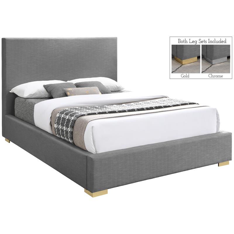 Bowery Hill Contemporary Grey Linen Textured Fabric Full Bed
