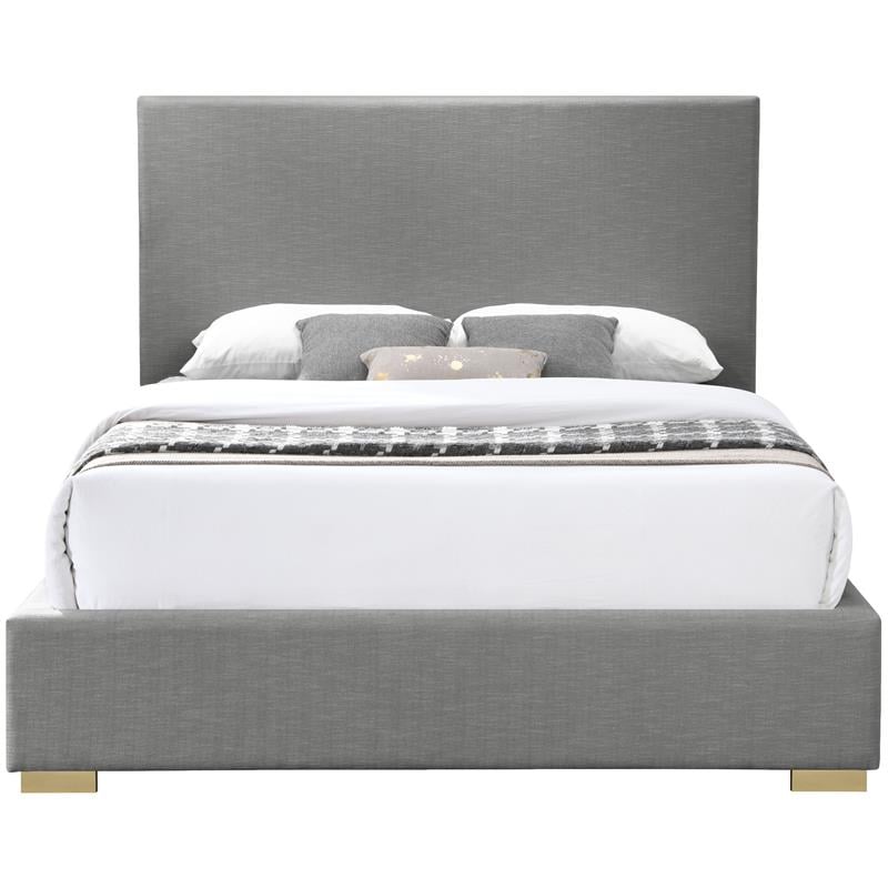 Bowery Hill Contemporary Grey Linen Textured Fabric King Bed