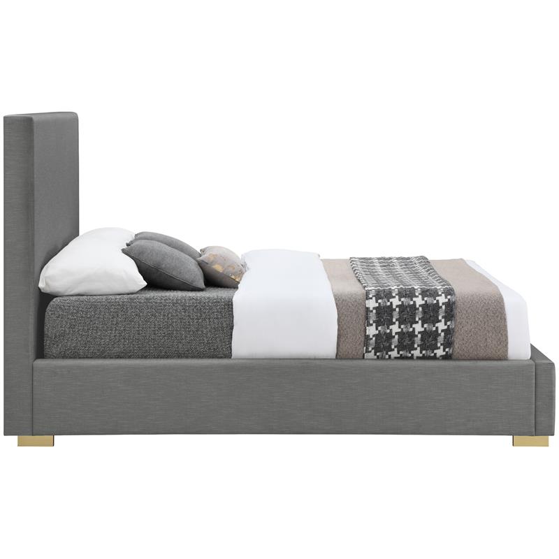 Bowery Hill Contemporary Grey Linen Textured Fabric King Bed
