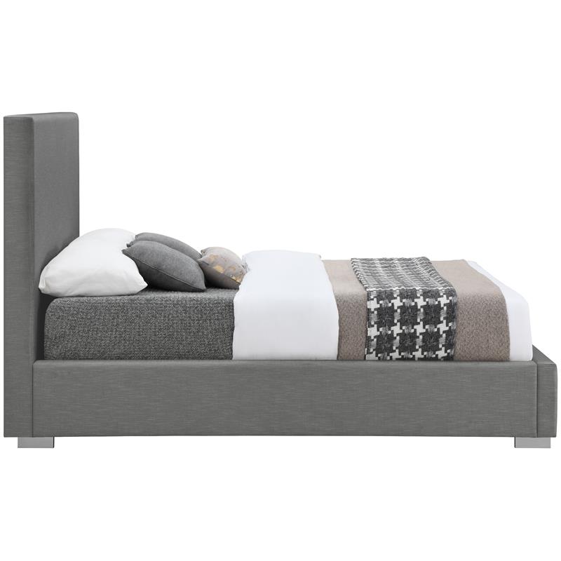 Bowery Hill Contemporary Grey Linen Textured Fabric King Bed