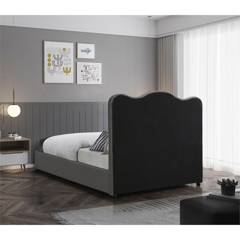Bowery Hill Contemporary Grey Linen Textured Fabric Full Bed