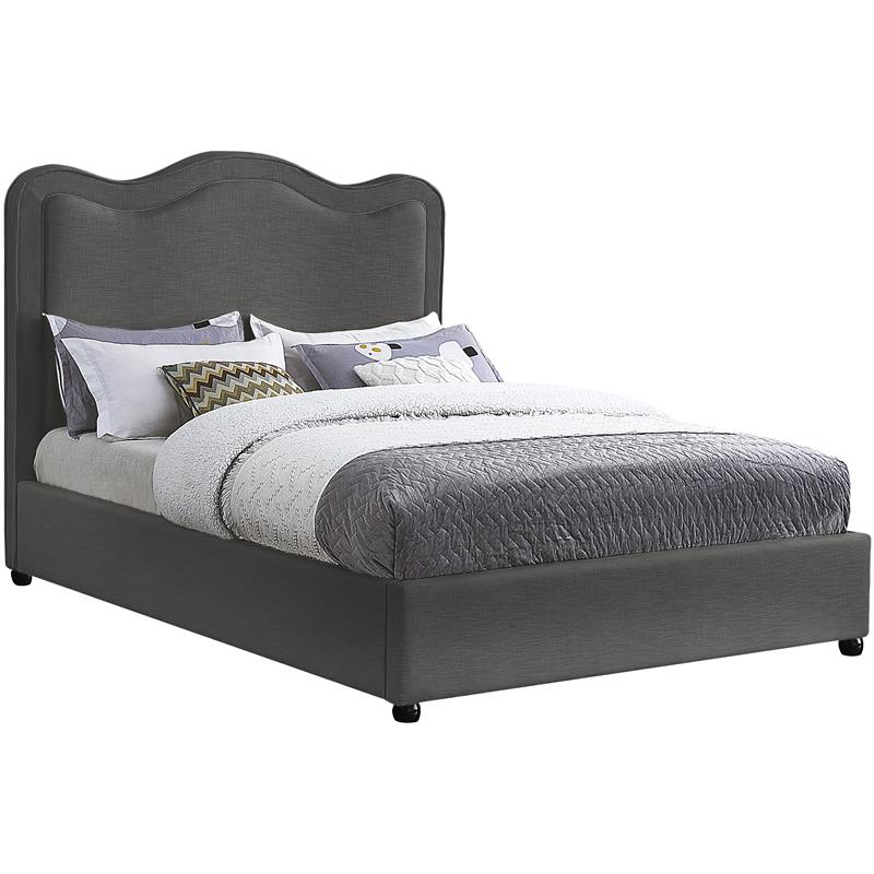 Bowery Hill Contemporary Grey Linen Textured Fabric Queen Bed