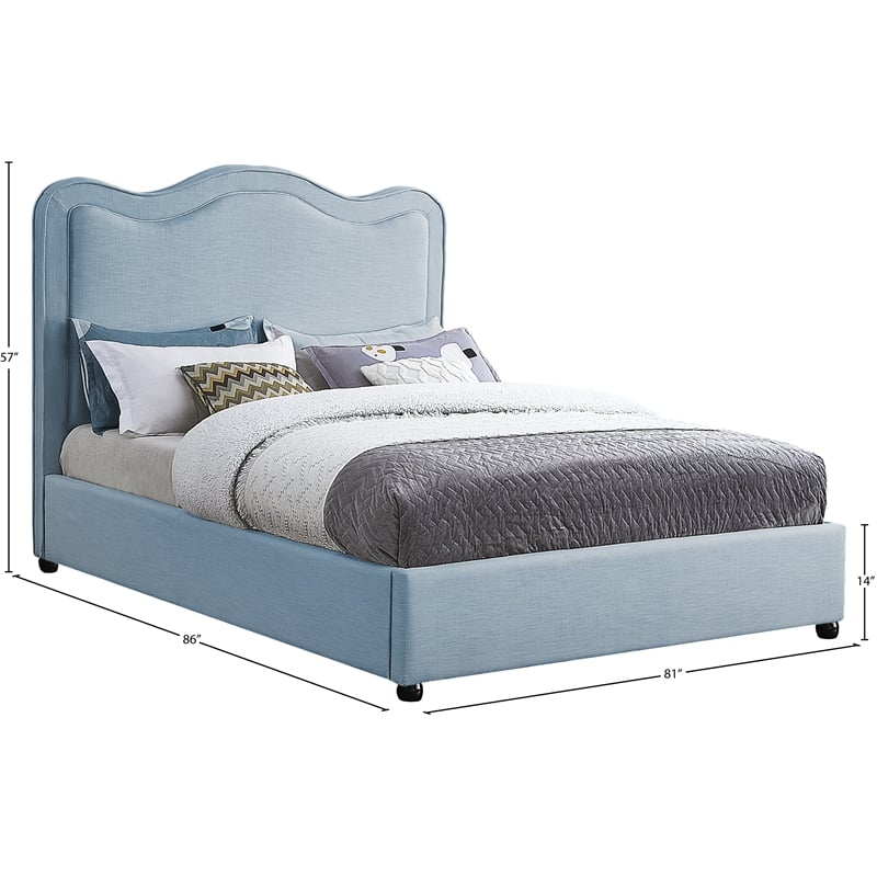 Bowery Hill Contemporary Light Blue Linen Textured Fabric King Bed