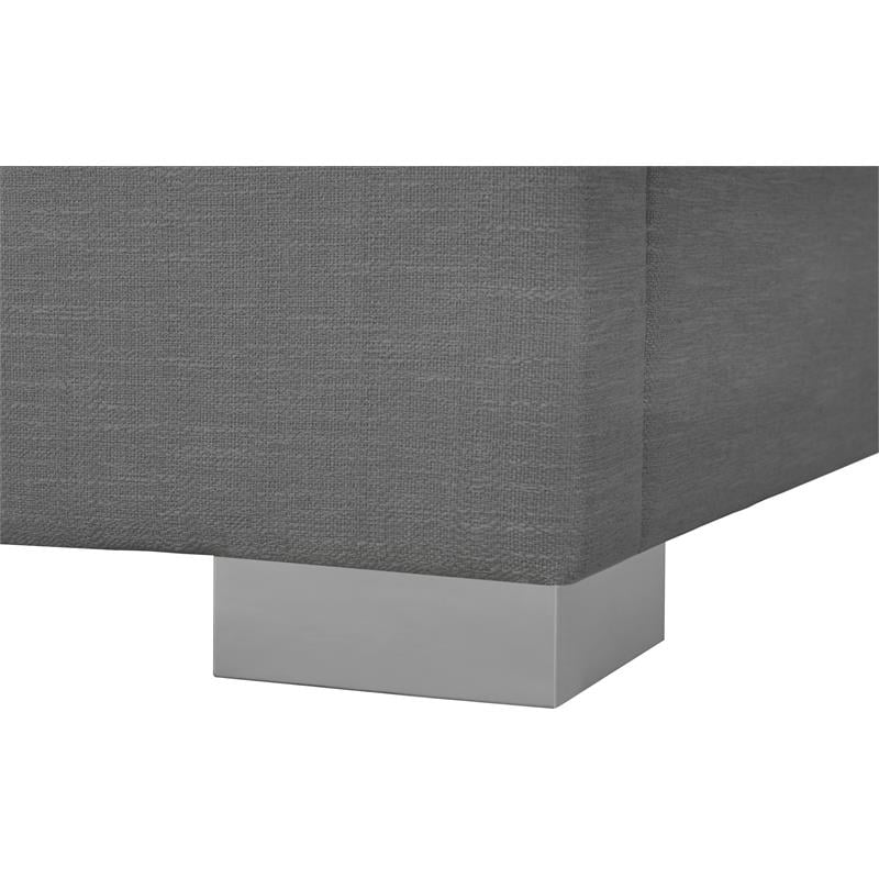 Bowery Hill Contemporary Grey Linen Textured Fabric Full Bed