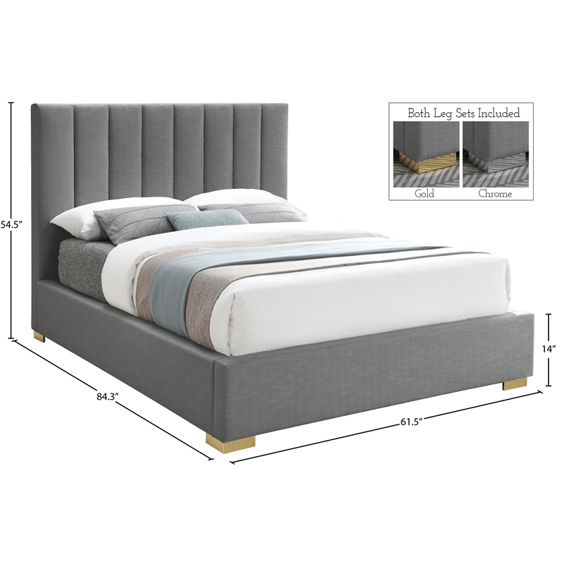 Bowery Hill Contemporary Grey Linen Textured Fabric Full Bed