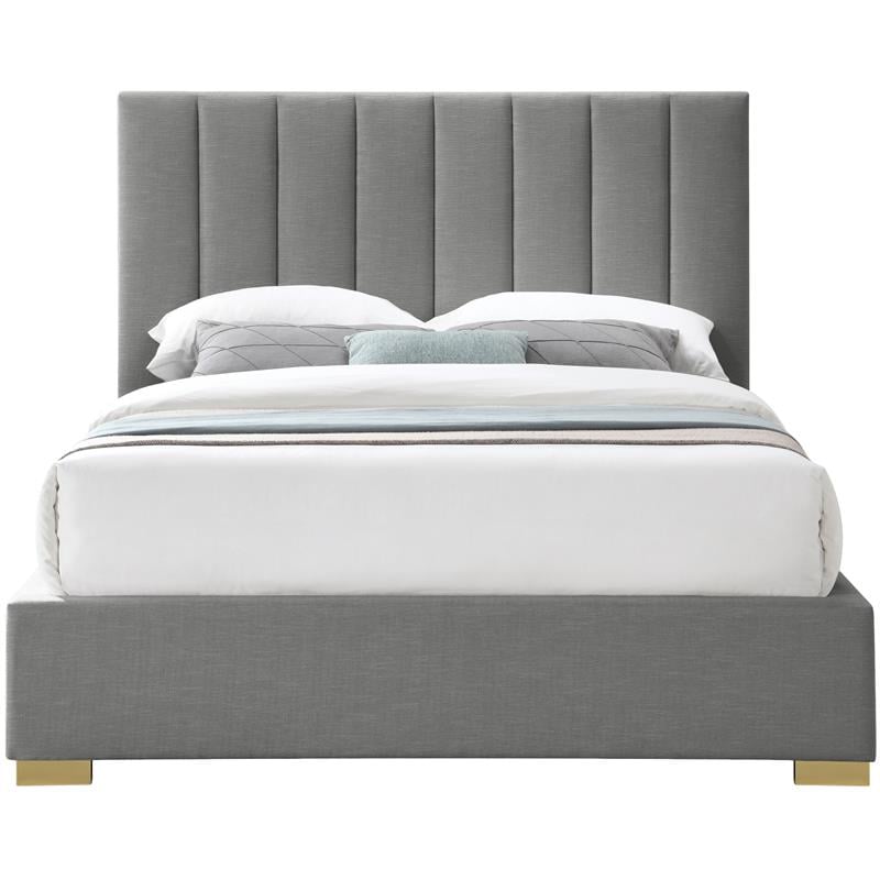 Bowery Hill Contemporary Grey Linen Textured Fabric Full Bed