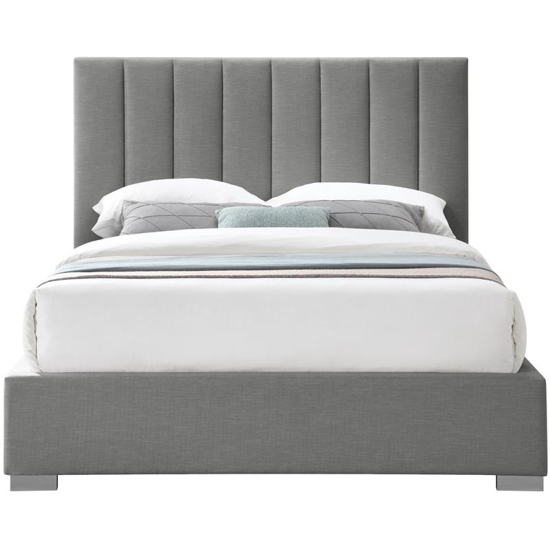 Bowery Hill Contemporary Grey Linen Textured Fabric Full Bed