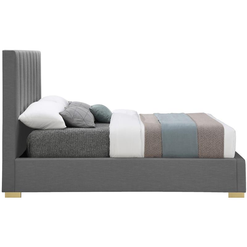 Bowery Hill Contemporary Grey Linen Textured Fabric Full Bed