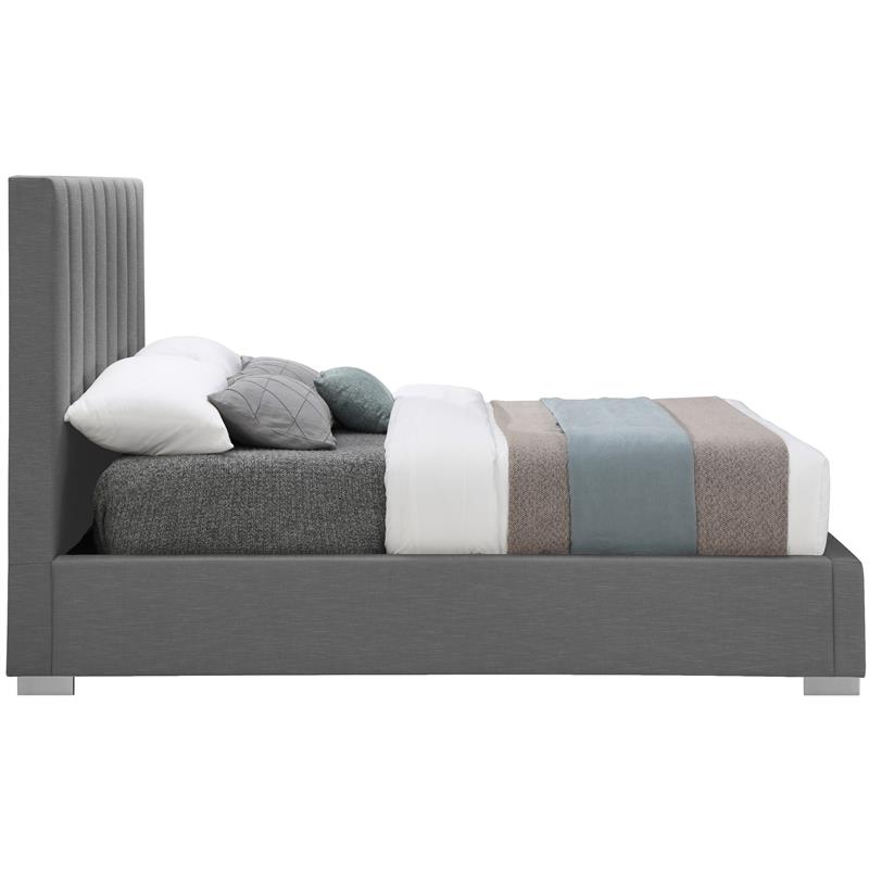 Bowery Hill Contemporary Grey Linen Textured Fabric Full Bed