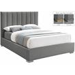 Bowery Hill Contemporary Grey Linen Textured Fabric Queen Bed