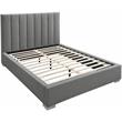 Bowery Hill Contemporary Grey Linen Textured Fabric Queen Bed
