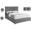 Bowery Hill Contemporary Grey Linen Textured Fabric Queen Bed