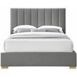 Bowery Hill Contemporary Grey Linen Textured Fabric Queen Bed