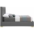 Bowery Hill Contemporary Grey Linen Textured Fabric Queen Bed