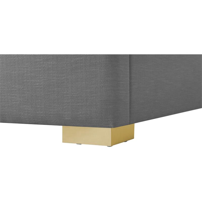 Bowery Hill Contemporary Grey Linen Textured Fabric Full Bed