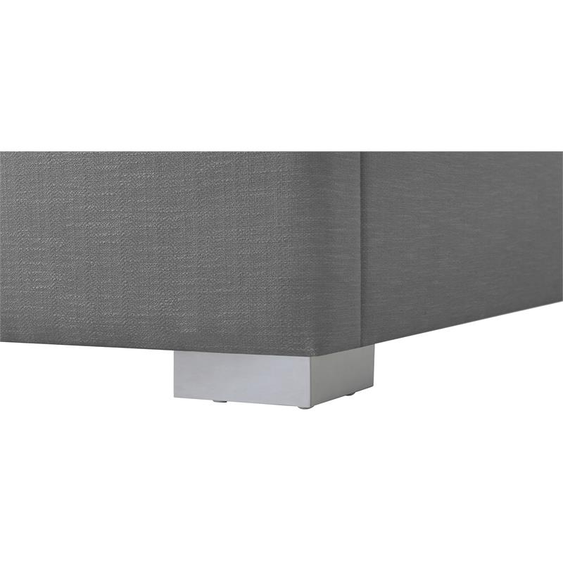 Bowery Hill Contemporary Grey Linen Textured Fabric Full Bed