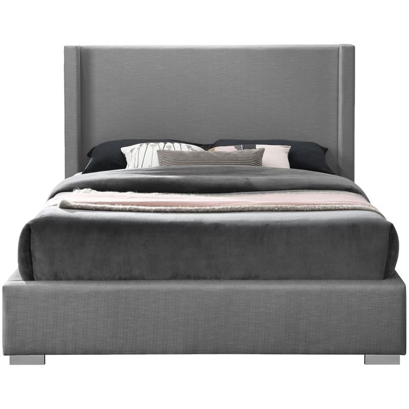 Bowery Hill Contemporary Grey Linen Textured Fabric Full Bed