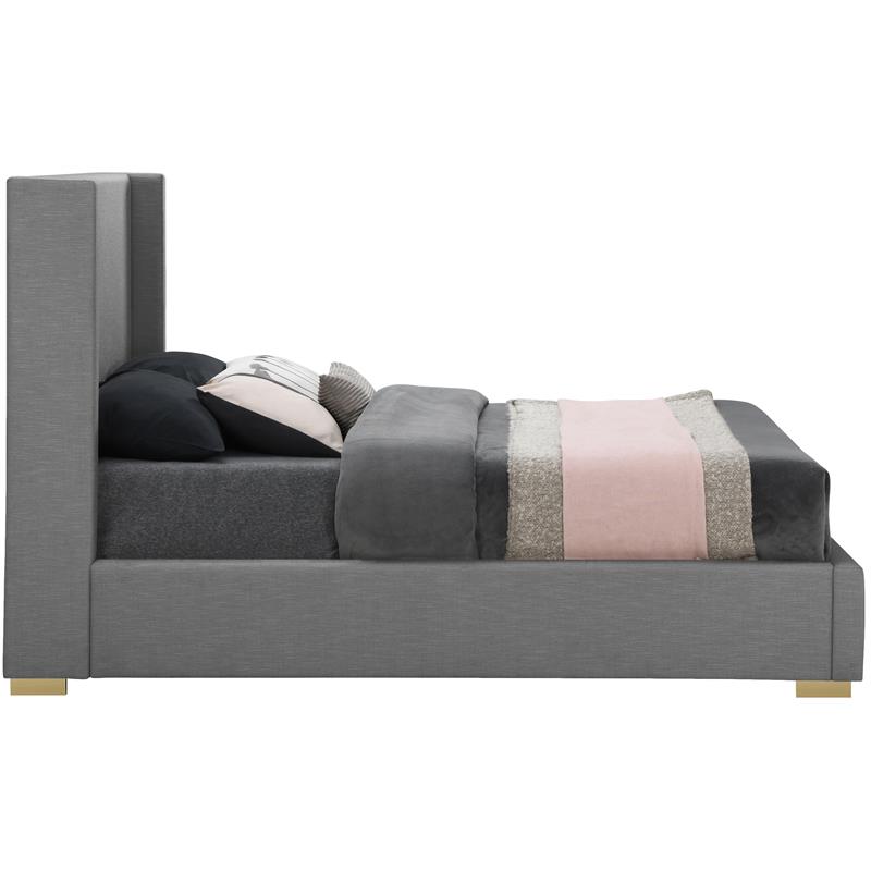 Bowery Hill Contemporary Grey Linen Textured Fabric Full Bed