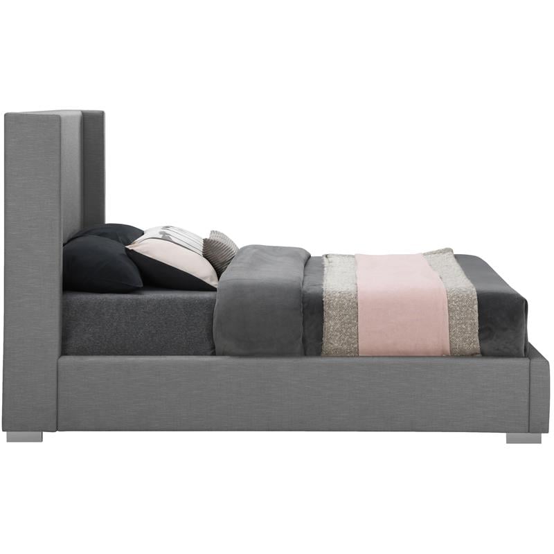 Bowery Hill Contemporary Grey Linen Textured Fabric King Bed